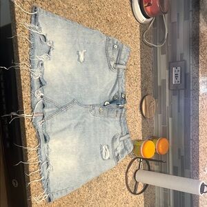 Light Blue Distressed Denim Shorts